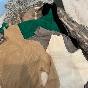 5 Turtle neck sweaters assorted colors